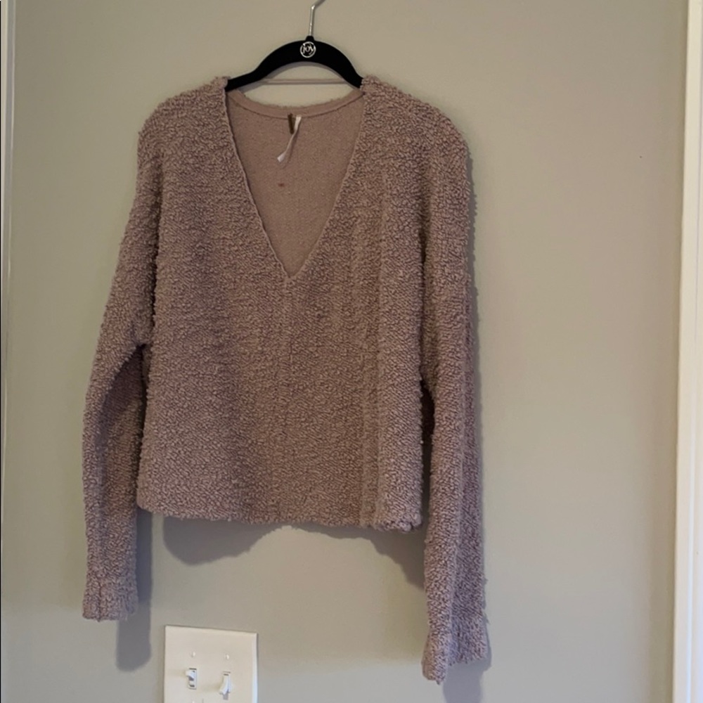 Purple free people crop sweater